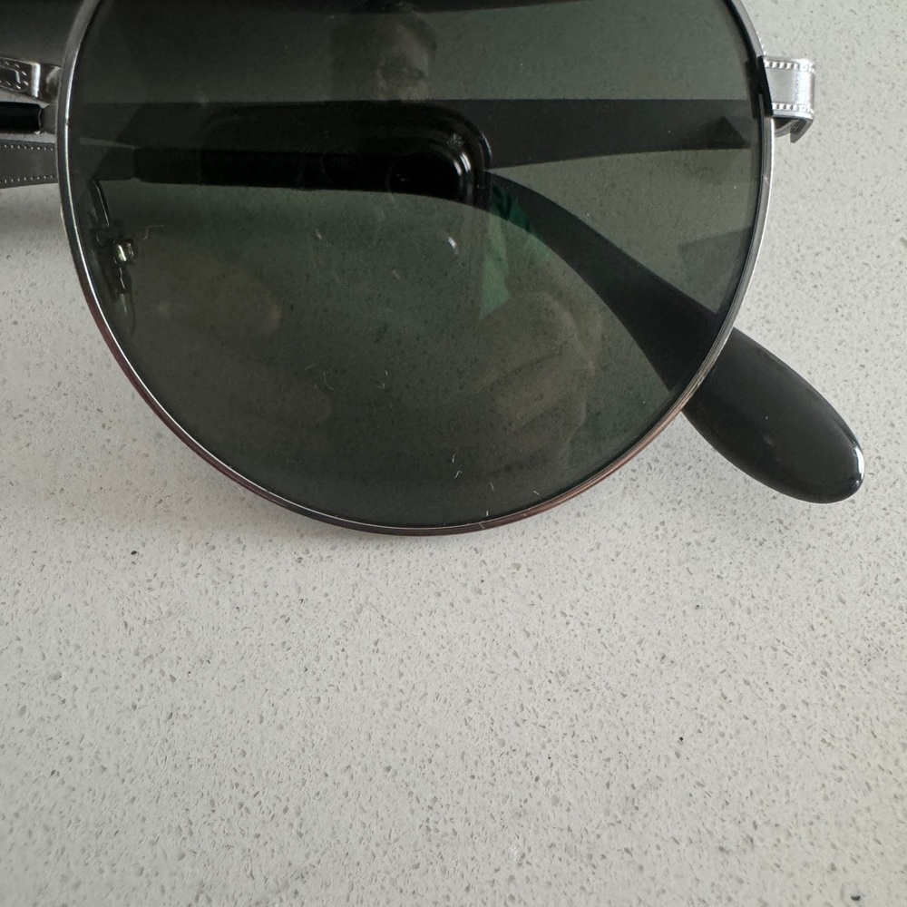 Ray-Ban 90s Style Metallic Silver Sunglasses with Dark Green Lenses - Picture 6 of 12